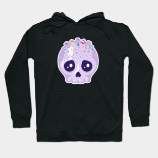 Cute Kawaii skull with sugar crystal hair on dark colours Hoodie